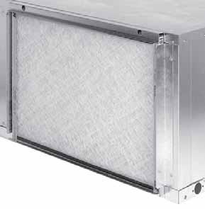 The filter can be removed from any of the four sides or from the front. Optional field installed 2" filter rack kit for higher filtration efficiency applications.