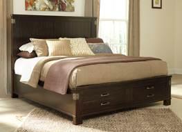 B679 Haddigan (Signature Design Millennium) Industrial chic design of a casual farmhouse look made with select oak veneers and hardwood solids Features a dry smoky dark brown finish accented with