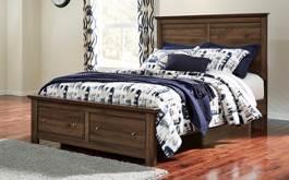 accented with brass color knobs for a more urban look Scalloped top and base moldings add dimensional flare to case pieces Twin and full beds