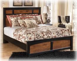 Panel Bed (84/86/87) Full Panel HB (87/B100-21) Vintage casual design in a two-tone warm brown finish over replicated cherry grain and black with a golden