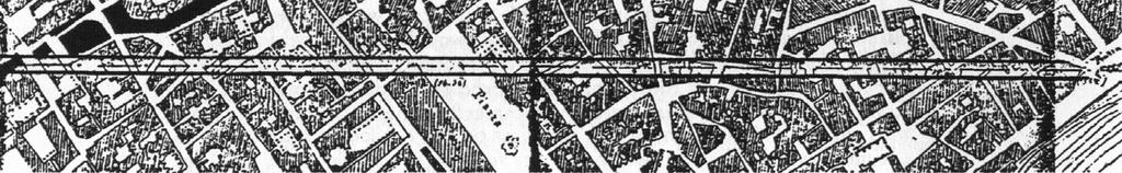 The line of the artery as planned in 1873 and implemented after r8so is shown in black. From the Gesà to Piazza S.