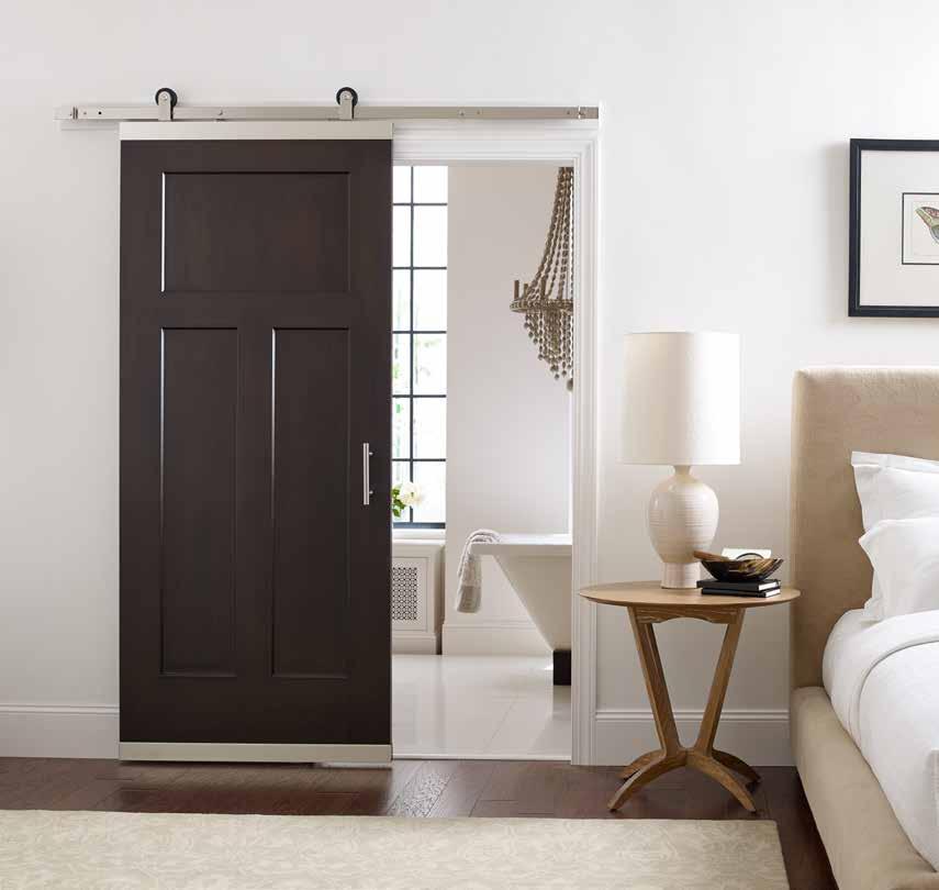 Shown: Woodview Collection Craftsman III Door in Espresso with Satin Nickel Hardware Recommended Finish Options: Linen Mink Chocolate Espresso Juniper Recommended Doors: Modern Craftsman Modern