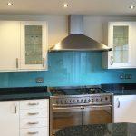 Aqua coloured glass splashbacks kitchen