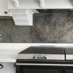 Toughened heavy sparkle antiqued hand silvered glass. MRRD10. Credit: Crouch Design Our toughened glass kitchen splashbacks Glass is an ideal material to use in the kitchen.