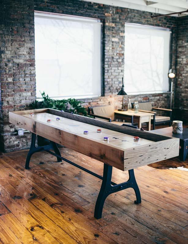 RECLAIMED OAK SHUFFLEBOARD TABLE Both highly competitive and equally