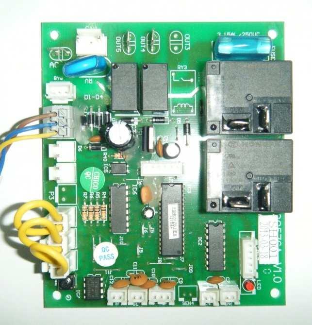b. PCB layout CN1:Transformer Input AC-N CN2:Transformer Output LED terminal P1:High Pressure Switch P2:Low Pressure Switch OUT4: Fan(High Speed) Fuse