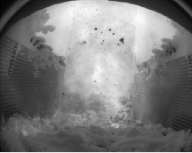 Grate fired boiler Figure 5 Thermal image (left) from IR camera with endoscope optics from rear end of grate in waste incinerator.