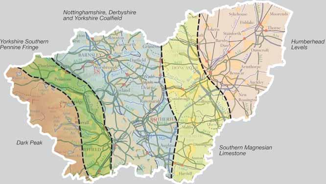 SOUTH YORKSHIRE RESIDENTIAL DESIGN GUIDE THE DESIGN GUIDELINES NEIGHBOURHOODS N2 Travelling that line and referring to the National Character Areas produced by Natural England as shown in the map