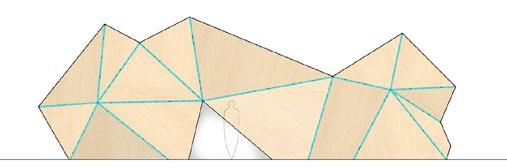 The model folds into the minimun triangle, and pops three-dimensionally out of plane.