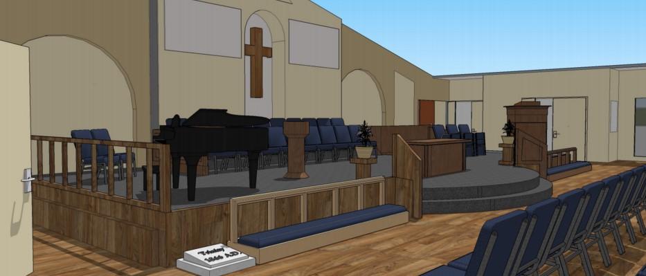 children s productions. The two side sections of the altar will be have kneeling rails for prayer.