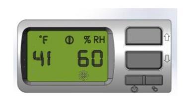 Press the "Up" or Down" arrow once to change screen from alarm to normal Temperature and humidity indication. "Flashing temperature number" along with flashing (!