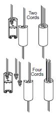 Cord Stop This component breaks apart with minimal pressure should a child or pet become entangled in the top lift cords.
