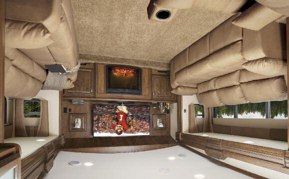 This spacious model is standard equipped with a large 58 LED TV and electric