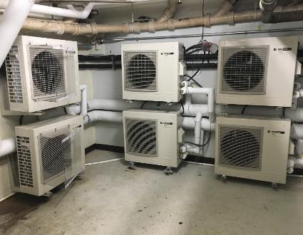 Applications - Multi-family Buildings Multiple Units in a Central system In most multi-residential applications, multiple heat pump units as well as tank units can be connected together to increase