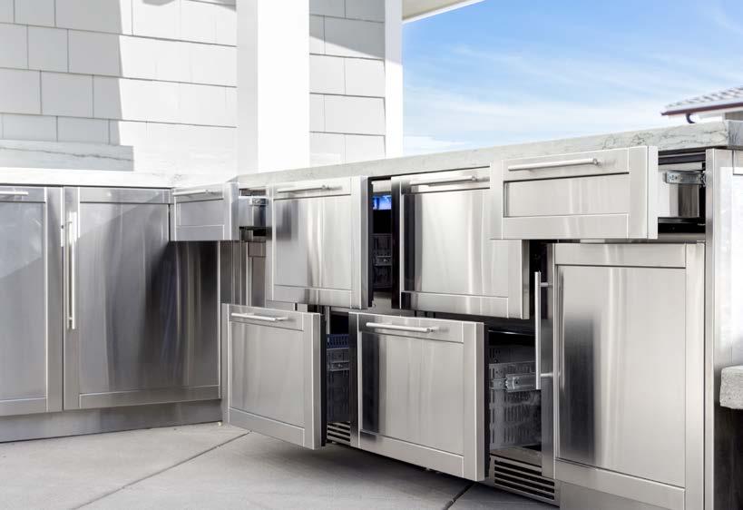 FUNCTIONAL OPTIONS MEET ELEGANT DESIGN John Michael Kitchens built-in storage cabinets come standard at 28 deep.