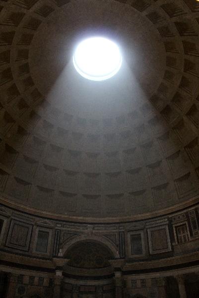 As the sun moves across the sky, the light within the Pantheon changes.