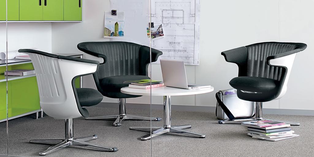 IM#: 10-0000726 SM: I2I CHAIRS (ARCTIC WHITE), I2I LOUNGE TABLE (2730) COLLABORATIVE SEATING Collaborative work often occurs in areas where people can sit comfortably and connect with one another.