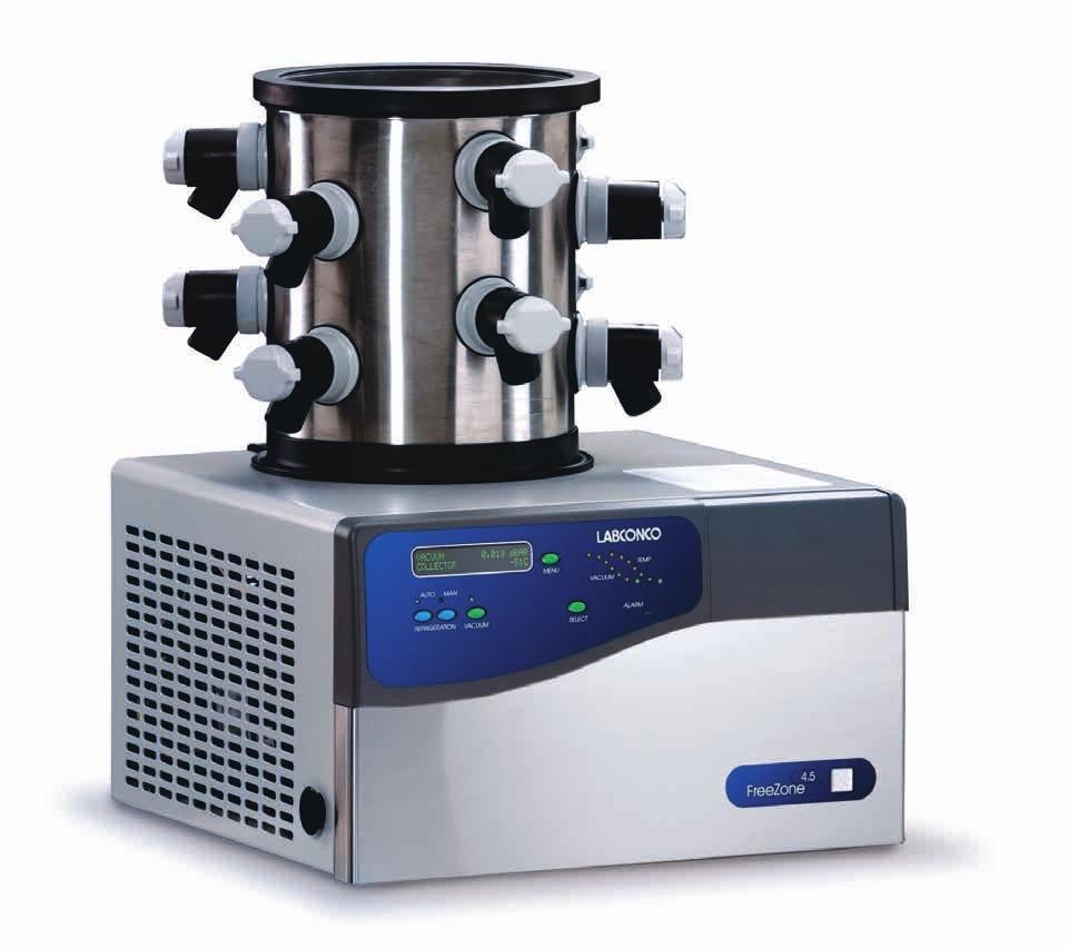 FreeZone 4.5 Liter Benchtop Freeze Dry Systems FEATURES & BENEFITS Permanently-installed drying chamber facilitates sample connection.