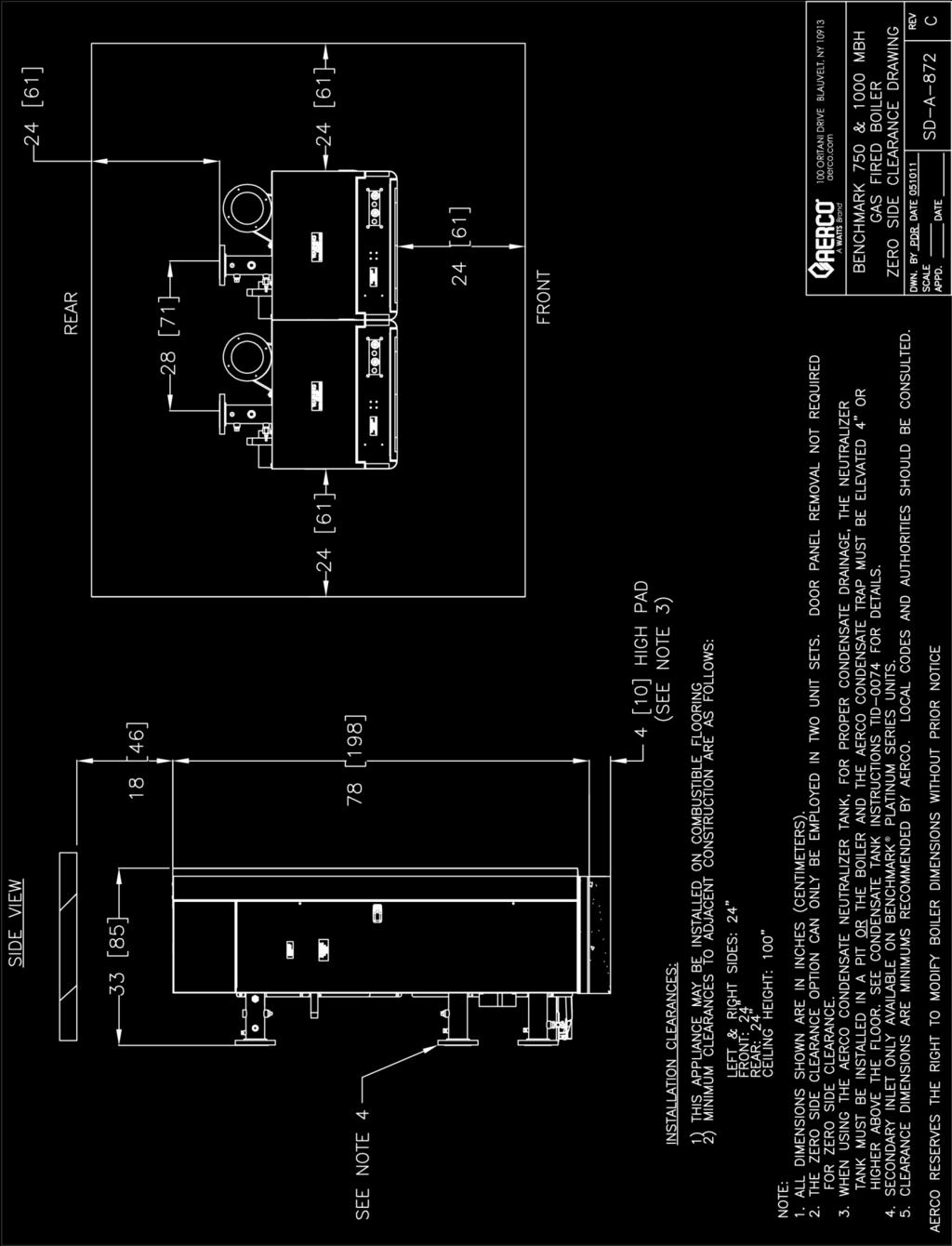 APPENDIX A DIMENSIONAL AND CLEARANCE DRAWINGS Benchmark 750/1000 Zero Side Clearance Drawing SD-A-872 rev C