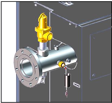 The relief valve is installed on the hot water outlet of the boiler as shown in Figure 2-5a and 2-5b. A suitable pipe joint compound should be used on the threaded connections.