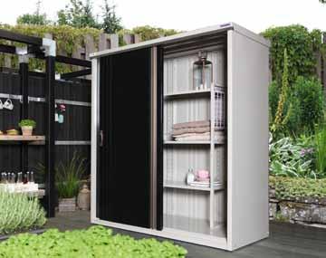 Thanks to the cabinet s triple galvanized powder-coated sheet metal this garden cabinet it also completely Garden cabinet 77 Size W x D x H maintenance-free and extremely robust.