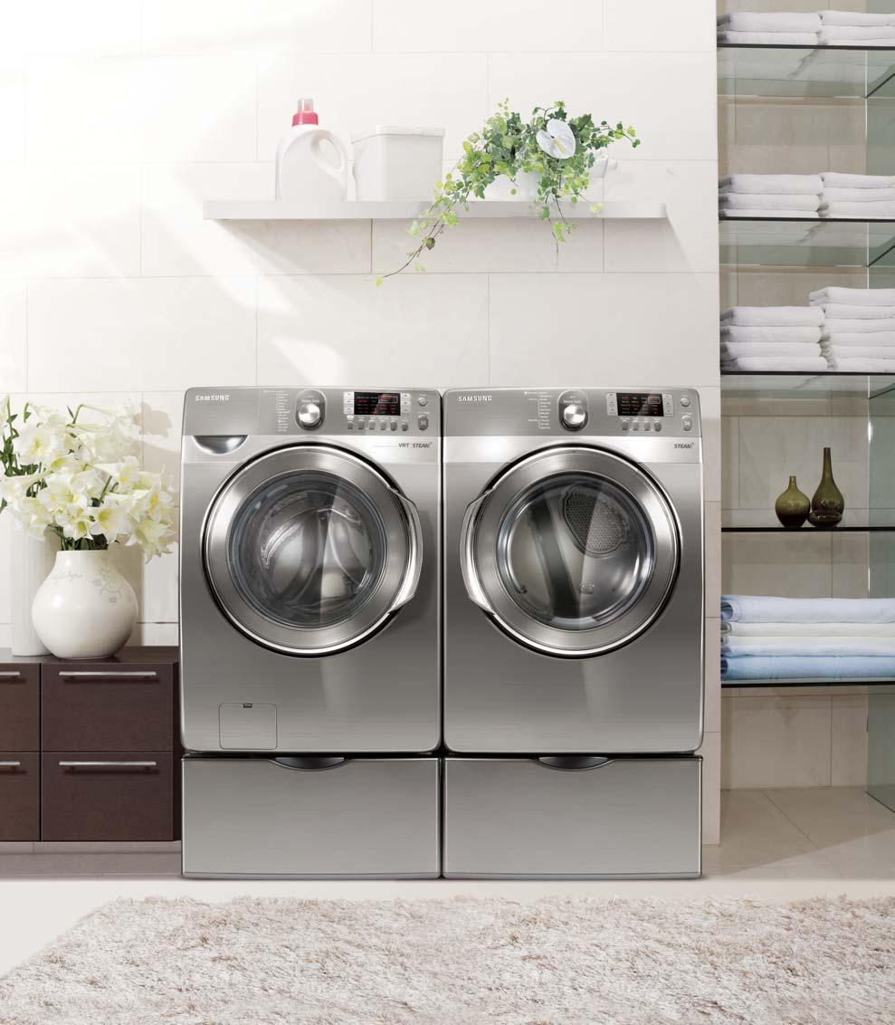 imagine imagine bigger, cleaner, quieter laundry With the Samsung VRT Steam TM laundry pair, you can finish your laundry faster, cleaner, and quieter than ever.