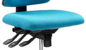 With the seat floating and backrest locked the combined seat/back tilts together. Adjustable tilt tension.