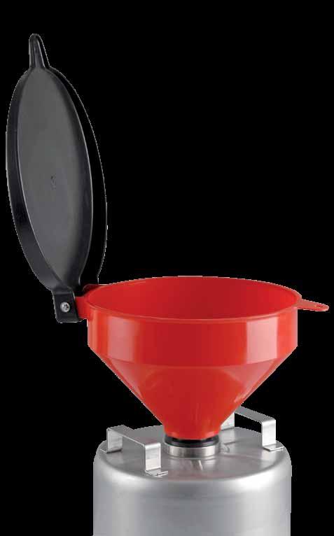 Safety funnels With hinged lid Funnel with
