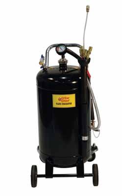 Fluid evacuators remove used oil and other non-flammable fluids from almost any vehicle using compressed air and an on-board venturi vacuum process.