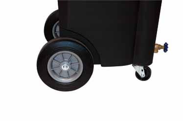 Large Swivel Casters & Wheels The 3" front casters and 10" rear wheels make it easy to maneuver the drain over air hoses and other obstacles found in the
