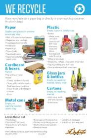 program Print resources Recycling at Home cling A half-page sheet on what can be recycled in