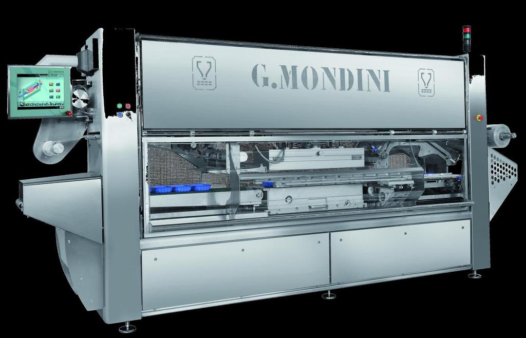G. MONDINI SpA DOSATRICI-CONFEZIONATRICI AUTOMATICHE Tray Sealer TRAVE-1000 Tool size: 330 mm wide x 1000 mm long; the number of trays per tool is calculated using actual tray dimensions and tray