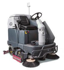 This deck s dual counter-rotating cylindrical brushes are capable of sweeping and scrubbing in a single pass. DustGuard suppresses and controls dust using a fog at the side broom.