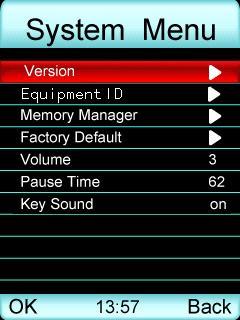 C System setting In the main menu interface, move the choice bar to the "System" item, then press the right button to enter the System setting menu as figure 9: figure 9.