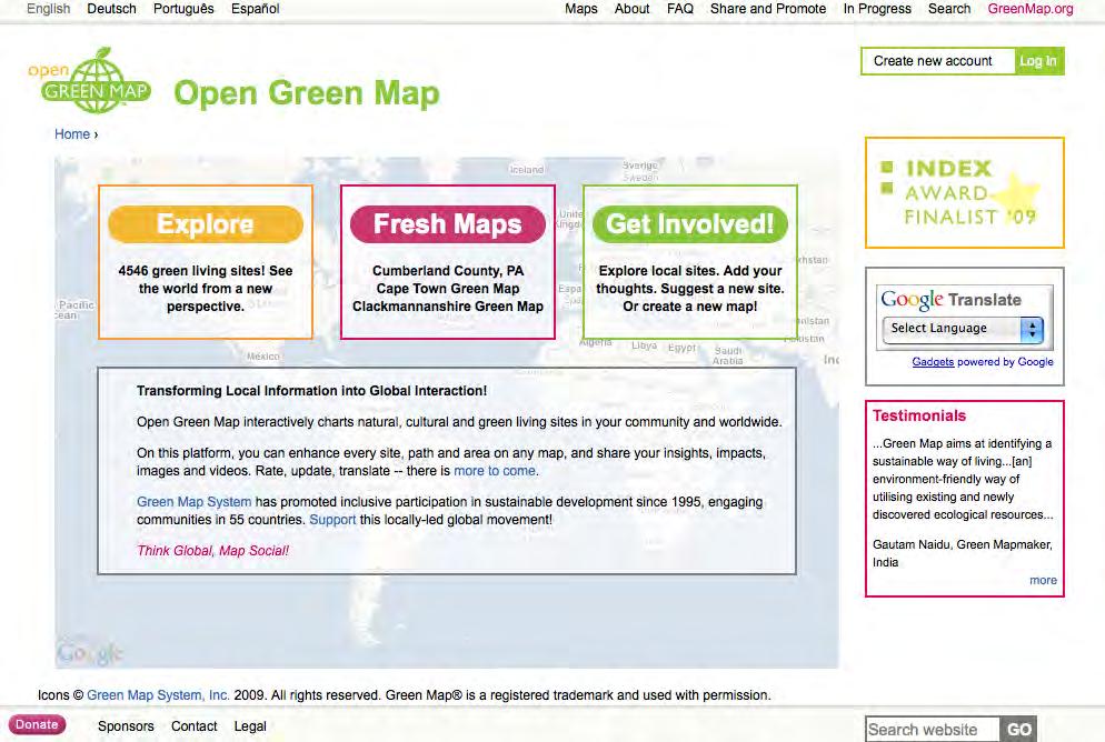 Open Green Map Participatory Mapping Platform With the first 50 Open Green