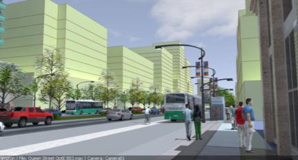 with a focus on pedestrian and transit amenities with supporting development at major and minor intersections.