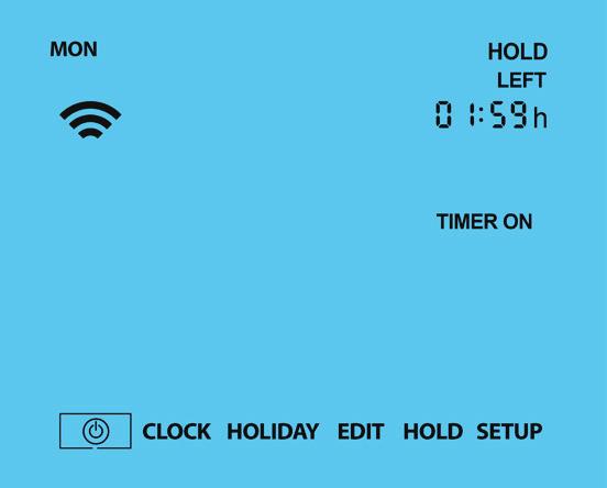 Timer Override To override the current timed output ON/OFF follow these steps. Use the Left / Right keys to scroll to HOLD and press Tick.