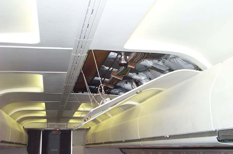 Figure 17. Narrow-Body Aircraft Showing Cabin Overhead Area Access LOCATION OF FIRE SOURCE IN THE NARROW-BODY AIRCRAFT CABIN OVERHEAD AREA.