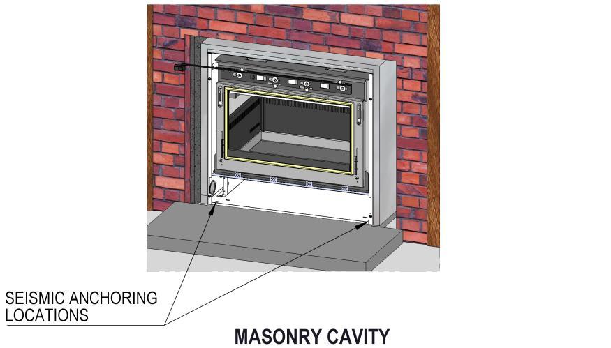 Prior to installation, ensure the cavity floor is levelled. Also ensure the mantel face is perpendicular in relationship to the cavity floor.