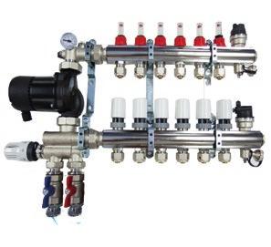 Manifold OMNIE UNDERFLOOR HEATING Auto air vents Drain and filling point Flow meters Isolating valves The central point of any OMNIE underfloor heating system The manifold distributes the primary