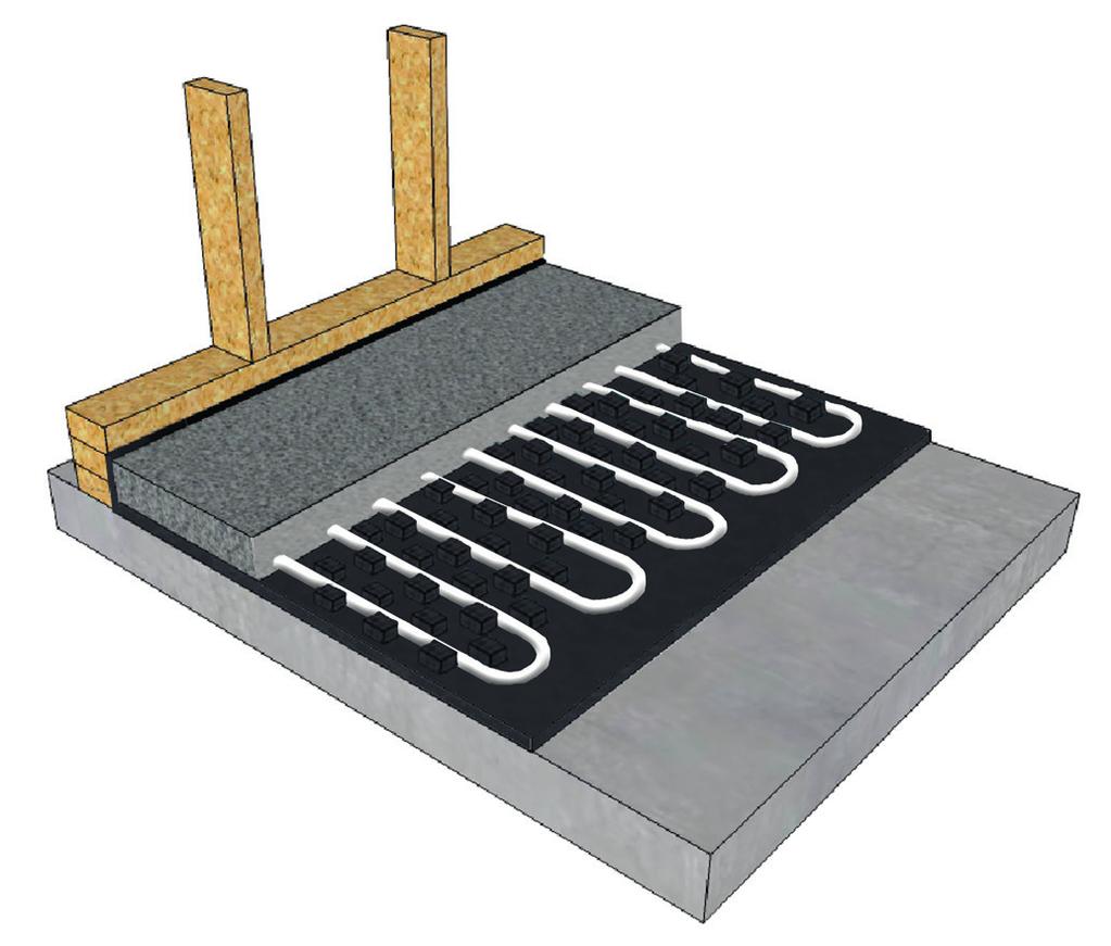 In slab floor heating is the standard method for hydronic underfloor heating.
