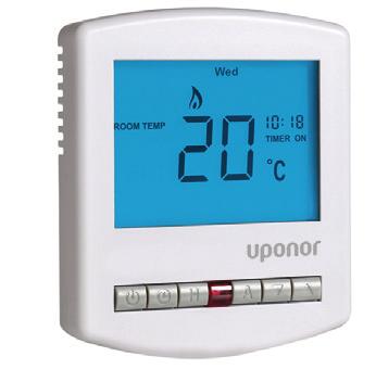 White 230V 1047456 230V Digital Programmable Thermostat Modern slim design only 13mm depth after installation. Energy saving feature calculates heat up time of system.