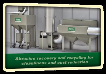 Non-aggressive blast systems Measurable cost savings Due to efficient media recycling In a dry strip booth, a Clemco recovery system captures the dry stripping media, separates it from the paint