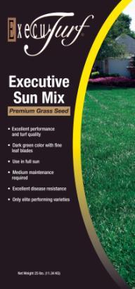 Executive Sun Mix For the Executive look we all desire Executive Sun Mix provides a beautiful, dark, lush green lawn for your showplace!