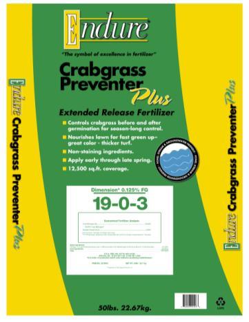 Crabgrass Preventer Plus 19-0-3 Fertilizer with 30% UMAXX Contains.125% Dimension for crabgrass control.