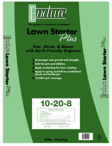 Lawn Starter Plus Tree, Shrub, & Bloom with Earth-Friendly Organics 10-20-8 Fertilizer with 13% UMAXX For use as a starter fertilizer and in gardens and flower beds.