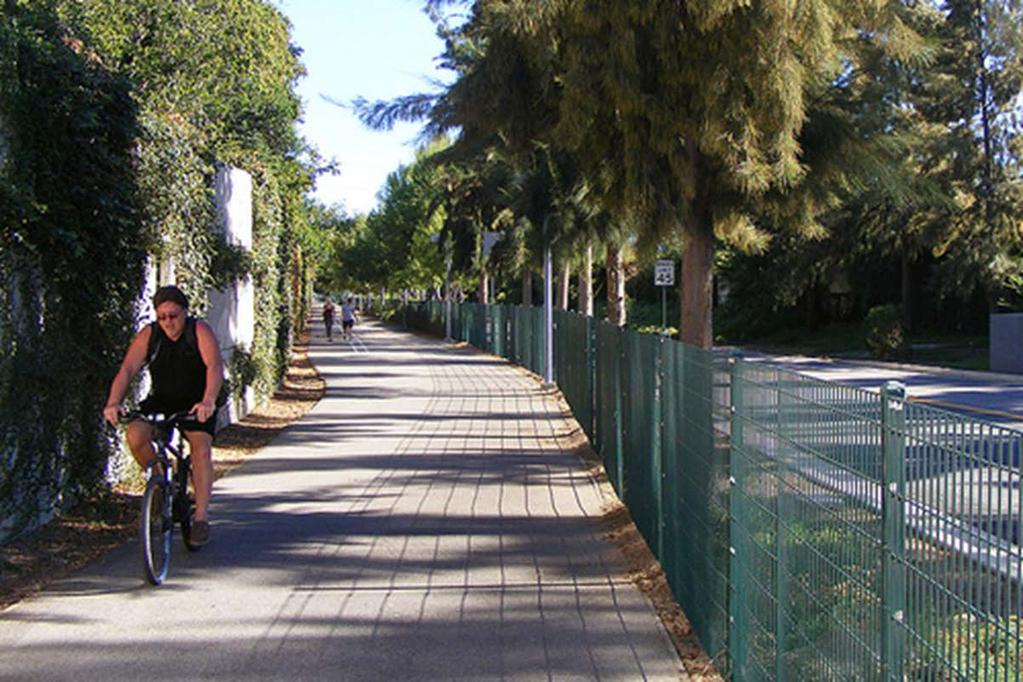 Increased Aesthetics Example Hike/Bike Trail, Planting, Fencing, Wall