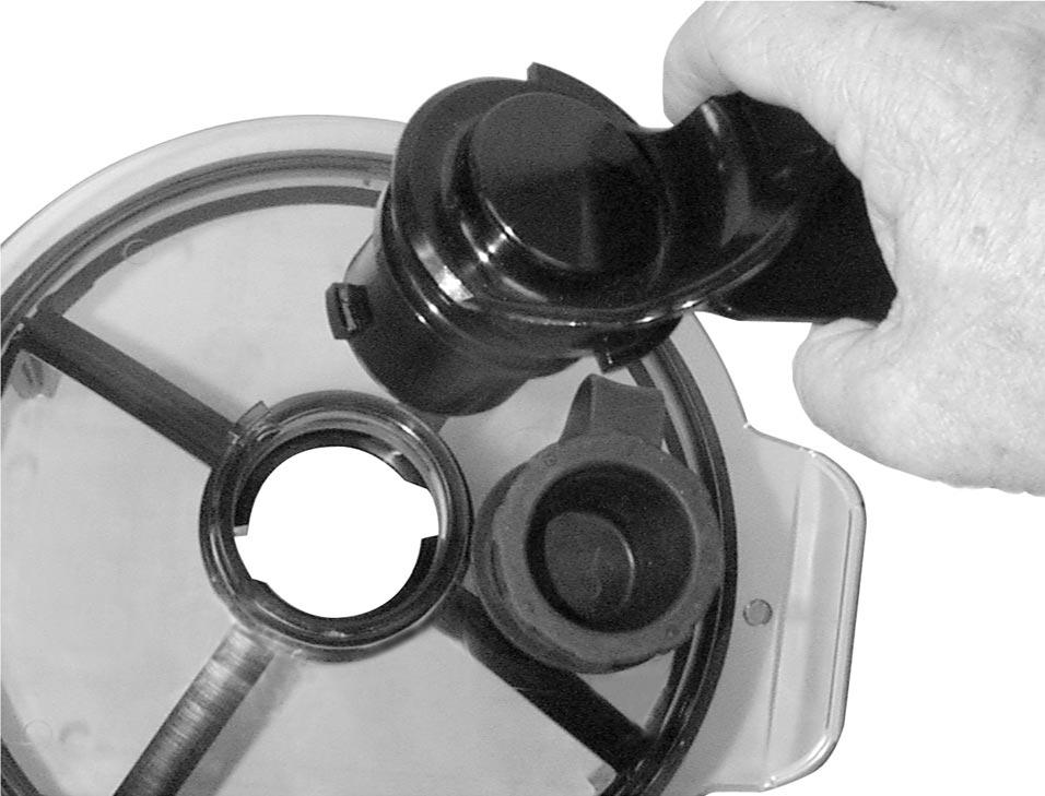 Move the Scraper Handle until it is positioned over the Lid Plug. PRESS HANDLE DOWN THEN TURN CLOCKWISE 1/8 TURN TO ENGAGE Fig. 4 PL-41424-1 Fig.