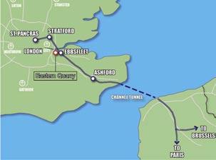 This is a plan of the South East showing the Channel Tunnel Rail Link, which is transforming the perceptions of the area [14, 15].