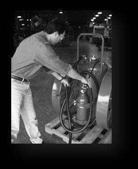 Guide to Proper Installation of Hose on 50 lb. Wheeled or Stationary Dry Chemical Fire Extinguishers Connect hose coupling to outlet on the extinguisher.